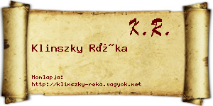 Klinszky Réka névjegykártya